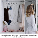 15 Pcs Foldable Body Shape Bikini Hangers Wire Swimsuit Hanger Metal Lingerie Organizer Bathing Suit Hangers Hanging Lingerie Display Rack with Swivel Hook for Closet Clothes Coat Show Silver - 45-Degree Angle