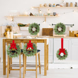 6 Pcs Small Christmas Norfolk Wreaths 15 Inch Christmas Kitchen Cabinet Mini Wreath with Bow Ribbon Cedar Berry for Xmas Front Door Window Chair Fireplace Table Pillar Farmhouse - Top-Down View