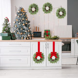6 Pcs Small Christmas Norfolk Wreaths 15 Inch Christmas Kitchen Cabinet Mini Wreath with Bow Ribbon Cedar Berry for Xmas Front Door Window Chair Fireplace Table Pillar Farmhouse