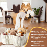 2 Pcs Dog Toy Basket Dog Toy Bin Bone Shaped Handmade Pet Organizer for Pet White Cotton Rope Basket (16.5 x 12.4 x 6.89 and 13.39 x 9.25 x 5.4)