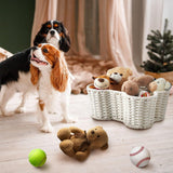 2 Pcs Dog Toy Basket Dog Toy Bin Bone Shaped Handmade Pet Organizer for Pet White Cotton Rope Basket (16.5 x 12.4 x 6.89 and 13.39 x 9.25 x 5.4)