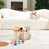 2 Pcs Dog Toy Basket Dog Toy Bin Bone Shaped Handmade Pet Organizer for Pet White Cotton Rope Basket (16.5 x 12.4 x 6.89 and 13.39 x 9.25 x 5.4) - Rear View