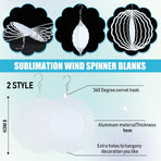 16 Pack 8 Inch Sublimation Wind Spinner Blanks 3D Aluminum Wind Spinners Hanging Wind Spinners DIY Crafts Ornaments Bulk for Indoor Outdoor Garden Yard Window Front Door Decoration, 2 Styles