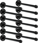12 Set 12 Inch Industrial Pipe Clothing Rack with Screws Set Wall Mounted Industrial Pipe Clothes Bar Closet Poles for Hanging Clothes Black Clothes Hanging Rod for Retail Boutique Display