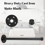 12 Set 12 Inch Industrial Pipe Clothing Rack with Screws Set Wall Mounted Industrial Pipe Clothes Bar Closet Poles for Hanging Clothes Black Clothes Hanging Rod for Retail Boutique Display - Top-Down View