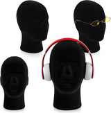 4 Pcs Black Mannequin Head Stand Model Male Wigs Display Model Velvet Foam Mask Display Stand Headsets Mount Manikin Head or Wig Hat Glasses