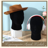 4 Pcs Black Mannequin Head Stand Model Male Wigs Display Model Velvet Foam Mask Display Stand Headsets Mount Manikin Head or Wig Hat Glasses - Top-Down View