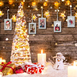 50 Pcs Metal Christmas Photo Frame Ornaments Bulk 2 x 3 Inch Heavy Duty Reusable Small Frame Decorations for Xmas Tree Home Indoor Outdoor Decor Gifts (Vertical,Silver) - Rear View