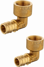 2-Pack  Pex A Expansion Brass Fittings 1/2"x 1/2" NPT Female Elbow For Pex-A Tube Connection, ASTM F1960,(PEX1960100)