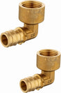 2-Pack  Pex A Expansion Brass Fittings 1/2"x 1/2" NPT Female Elbow For Pex-A Tube Connection, ASTM F1960,(PEX1960100)