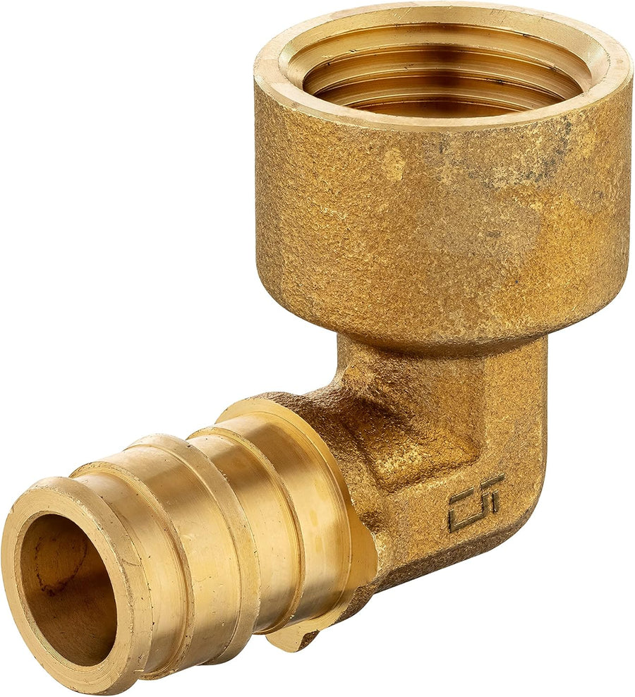 2-Pack  Pex A Expansion Brass Fittings 1/2"x 1/2" NPT Female Elbow For Pex-A Tube Connection, ASTM F1960,(PEX1960100)