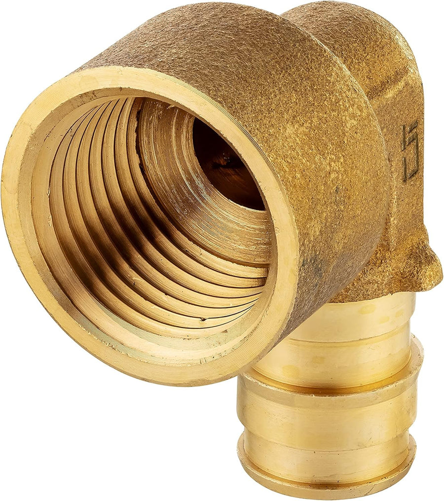 2-Pack  Pex A Expansion Brass Fittings 1/2"x 1/2" NPT Female Elbow For Pex-A Tube Connection, ASTM F1960,(PEX1960100)