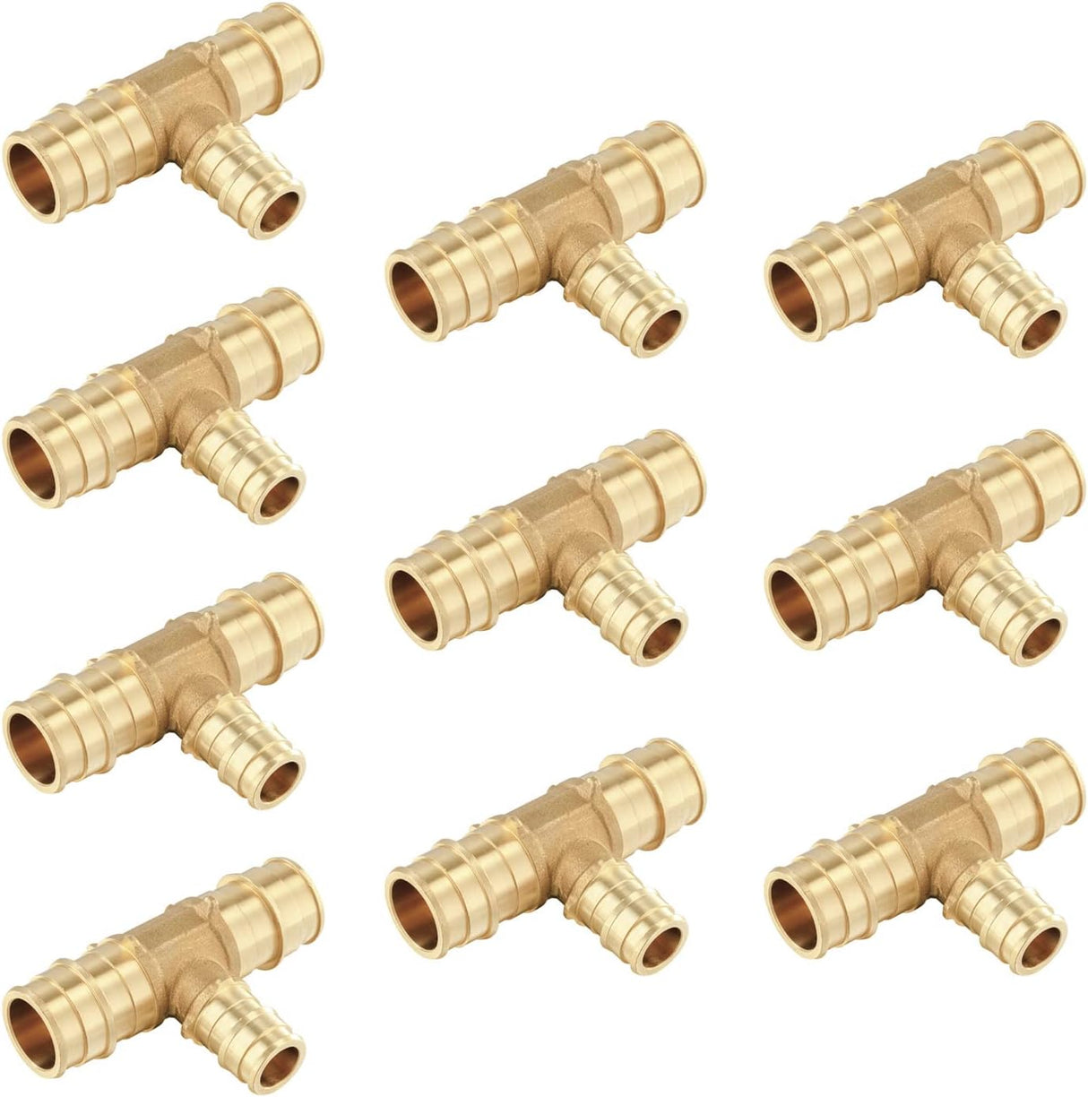 (Pack of 10)  Pex A Full Flow Expansion Brass Fittings 3/4"x 3/4"x 1/2" Reducing Tee ONLY For Pex-A Tubing Connection, ASTM F1960,(PEX1960120)