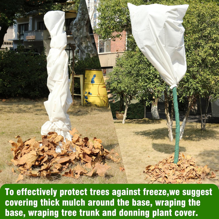 5-Pack Plant Covers Freeze Protection, Drawstring Tree Cover, Winter Freeze Plant Protection, Tree Jacket Frost Blanket for Outdoor Plants, 22.4" x 24"