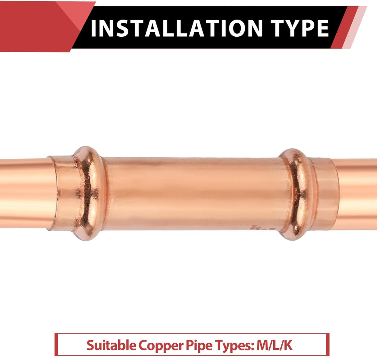(Pack of 10)  1/2" x 1/2" Copper Press Fit Extended Coupling Fittings, No Stop,(PRESS028)