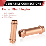 (Pack of 10)  1/2" x 1/2" Copper Press Fit Extended Coupling Fittings, No Stop,(PRESS028)