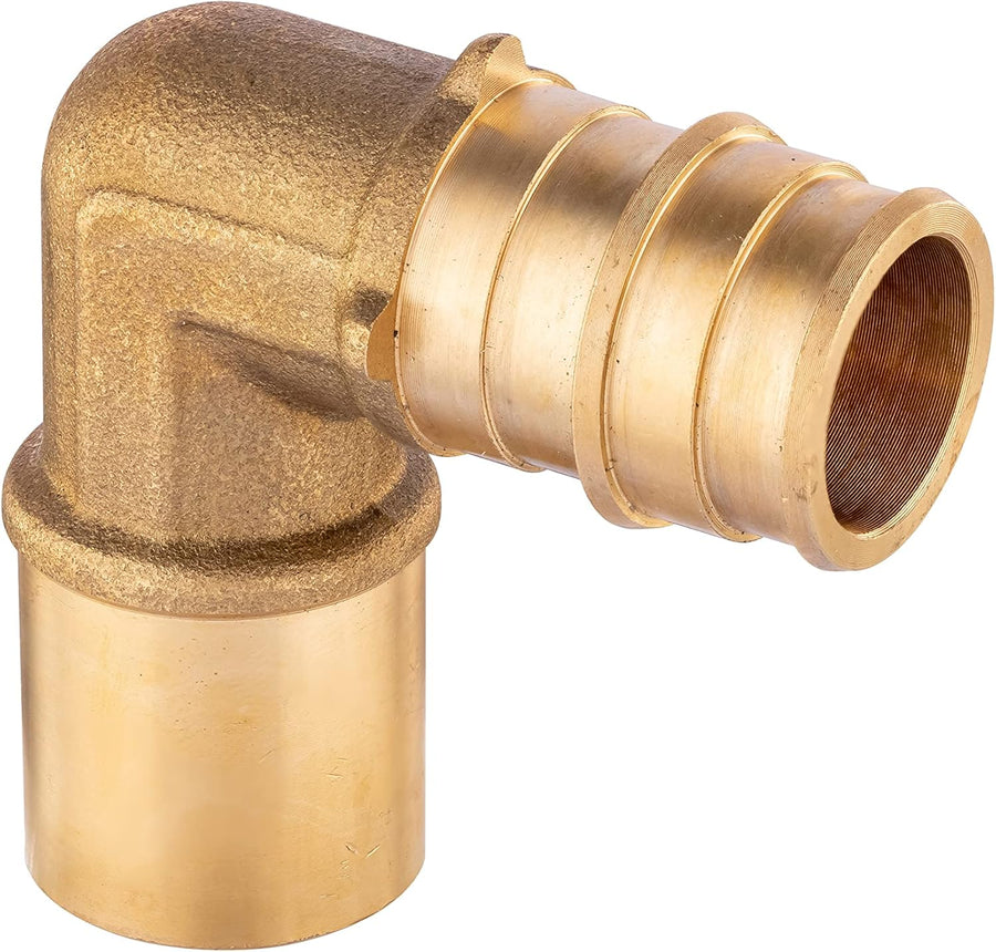 (Pack of 5)  Pex A Full Flow Expansion Brass Fittings 1/2"x 1/2" Male Sweat Elbow Adapter,ASTM F1960,(PEX1960077)