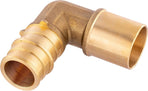 (Pack of 5)  Pex A Full Flow Expansion Brass Fittings 1/2"x 1/2" Male Sweat Elbow Adapter,ASTM F1960,(PEX1960077)