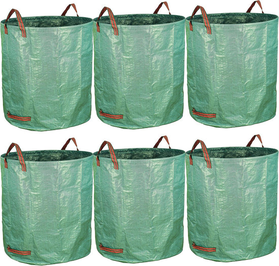 6-Pack 72 Gallon Yard Waste Bags, Reusable Heavy Duty Collapsible Garden Leaf Bags with Plastic Ring, Stand-Up Yard Waste Bin for Leaves, Lawn Debris