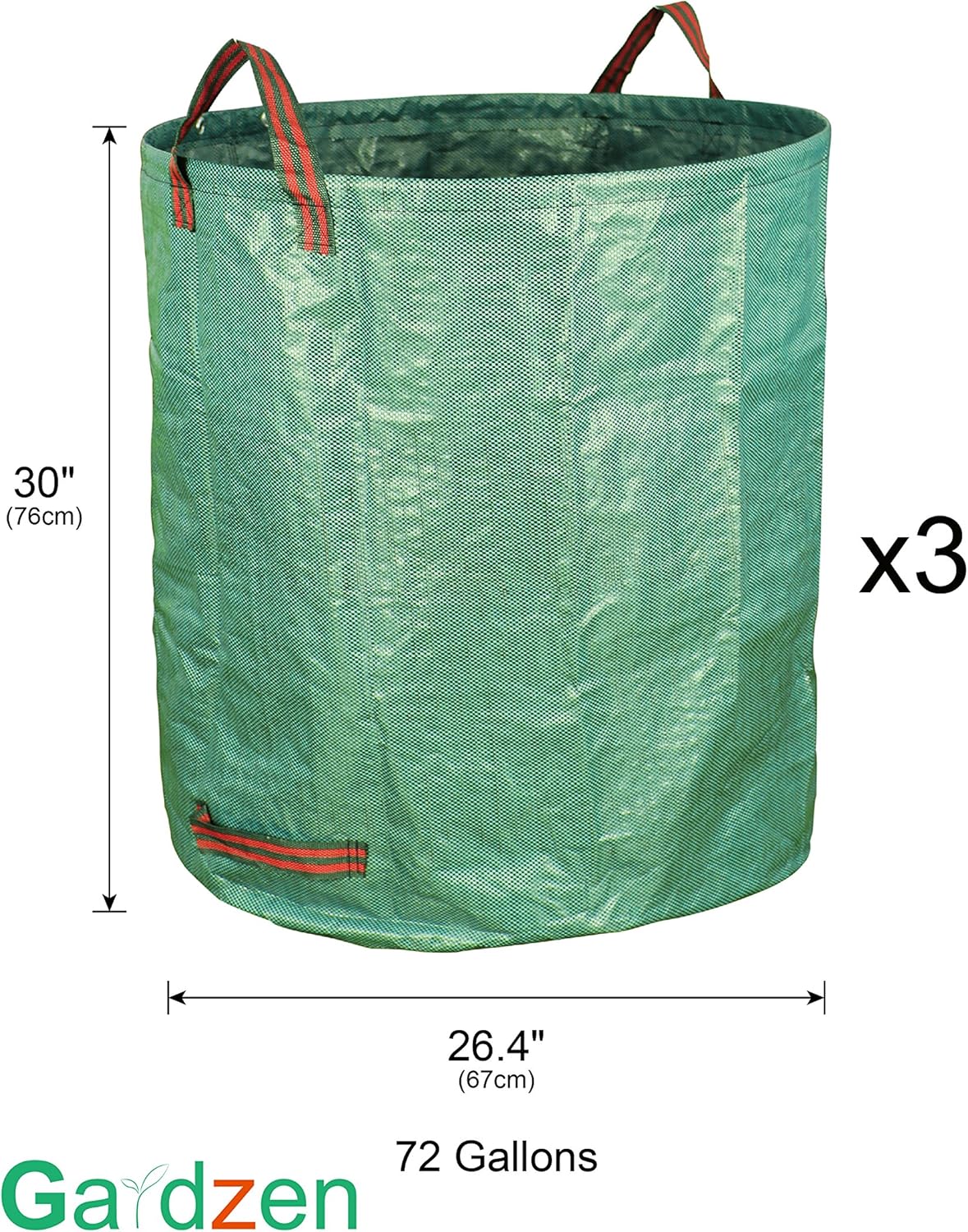 6-Pack 72 Gallon Yard Waste Bags, Reusable Heavy Duty Collapsible Garden Leaf Bags with Plastic Ring, Stand-Up Yard Waste Bin for Leaves, Lawn Debris & Grass Clippings