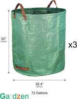 6-Pack 72 Gallon Yard Waste Bags, Reusable Heavy Duty Collapsible Garden Leaf Bags with Plastic Ring, Stand-Up Yard Waste Bin for Leaves, Lawn Debris & Grass Clippings - Front View