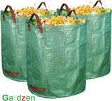 6-Pack 72 Gallon Yard Waste Bags, Reusable Heavy Duty Collapsible Garden Leaf Bags with Plastic Ring, Stand-Up Yard Waste Bin for Leaves, Lawn Debris & Grass Clippings - Rear View