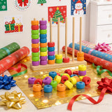 Color Matching Stacking Puzzle Game, 2026 New Fast-Paced Rainbow Ring Stacking Puzzle Game, Upgrade Wooden Color Match Challenge Game for Family Fun and Strategy Lovers (#02) - 45-Degree Angle
