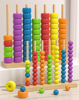 Color Matching Stacking Puzzle Game, 2026 New Fast-Paced Rainbow Ring Stacking Puzzle Game, Upgrade Wooden Color Match Challenge Game for Family Fun and Strategy Lovers (#02) - Rear View