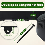 No Dig Landscape Edging Kit, 40-Foot Long, 3-Inch Tall Garden Edging Border and 100 pcs Landscape Edging Anchoring Spikes Bundle