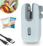 Mini Bag Sealer, 4 in 1 Bag Cutter and Sealer, USB Rechargeable, Portable, Blue