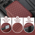 Memory Cotton Leather Car Armrest Box Pad, 2025 New Universal Style Memory Cotton Car Armrest Box Pad, Upgrade Vehicle Seat Box Cushion Protector for SUV Truck (Black)