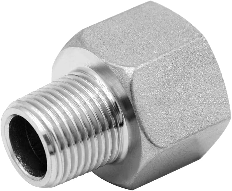 Stainless Steel NPT Reducer Adapter 1 Female to 1/2 Male Threaded Reducing Pipe Fittings Adaptor(Pack of 2)