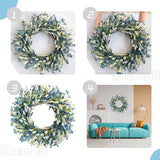 26 Inch Summer Spring Blue Ivory Lavender Flower Wreath for Front Door, Rustic and Farmhouse Wild Flowers Wreath for Inside and Outside, Coastal Blue Home Decorating - Side View