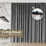 Ceiling Curtain Track,Curtain Track Wall Mounted,Ceiling Mount Rail Room Divider Tracks Extra Long Curtains Rod for Living Room Bedroom Patio Sliding Door Curtains with Clips,Black 9ft