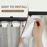 Ceiling Curtain Track,Curtain Track Wall Mounted,Ceiling Mount Rail Room Divider Tracks Extra Long Curtains Rod for Living Room Bedroom Patio Sliding Door Curtains with Clips,Black 9ft - Top-Down View