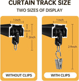Ceiling Curtain Track,Curtain Track Wall Mounted,Ceiling Mount Rail Room Divider Tracks Extra Long Curtains Rod for Living Room Bedroom Patio Sliding Door Curtains with Clips,Black 9ft - 45-Degree Angle