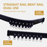 Bendable Ceiling Curtain Track Ceilings Mount or Wall Mounted Heavy-Duty Room Divider Curtains Rails for Living room Bedroom Shower Privacy RV Garage Dividers with Clips，Black 15 FT