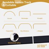 Bendable Ceiling Curtain Track Ceilings Mount or Wall Mounted Heavy-Duty Room Divider Curtains Rails for Living room Bedroom Shower Privacy RV Garage Dividers with Clips，Black 15 FT - 45-Degree Angle