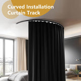 Bendable Ceiling Curtain Track Ceilings Mount or Wall Mounted Heavy-Duty Room Divider Curtains Rails for Living room Bedroom Shower Privacy RV Garage Dividers with Clips，Black 15 FT - Close-Up Angle
