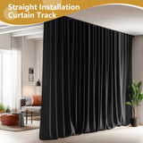 Bendable Ceiling Curtain Track Ceilings Mount or Wall Mounted Heavy-Duty Room Divider Curtains Rails for Living room Bedroom Shower Privacy RV Garage Dividers with Clips，Black 15 FT - Low Angle