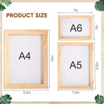 3 Size Wooden Paper Making Screen Paper Making Mould and Frame Kit for DIY Craft(A6, A5, A4)