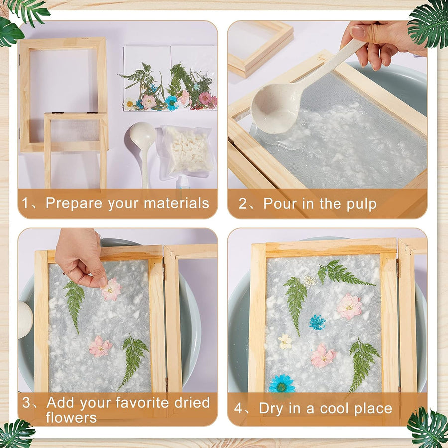 3 Size Wooden Paper Making Screen Paper Making Mould and Frame Kit for DIY Craft(A6, A5, A4)