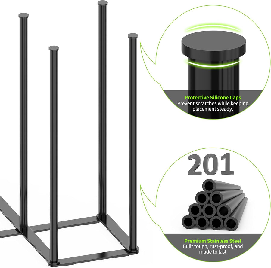 Collapsible Bottle Drying Rack, Foldable Baby Bottle Drying Rack, Portable Drainer Stand Holder for Water Bottles, Cup, Reusable Silicone Bag, Cutting Board (Black)
