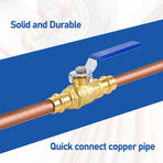 1/2" Press Ball Valve, Lead-Free Press into 1/2"Copper Tubing Connection with EPDM O-ring
