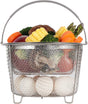 Steamer Basket for Instant Pot Accessories 6 qt or 8 quart - 2 Tier Stackable 18/8 Stainless Steel Mesh - Silicone Handle - Vegetable Steamer Insert, Egg Basket, Pasta Strainer,Silver