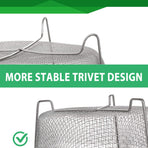 Steamer Basket for Instant Pot Accessories 6 qt or 8 quart - 2 Tier Stackable 18/8 Stainless Steel Mesh - Silicone Handle - Vegetable Steamer Insert, Egg Basket, Pasta Strainer,Silver