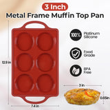 Silicone Muffin Top Pan & Metal Frame Round Egg Baking Pan