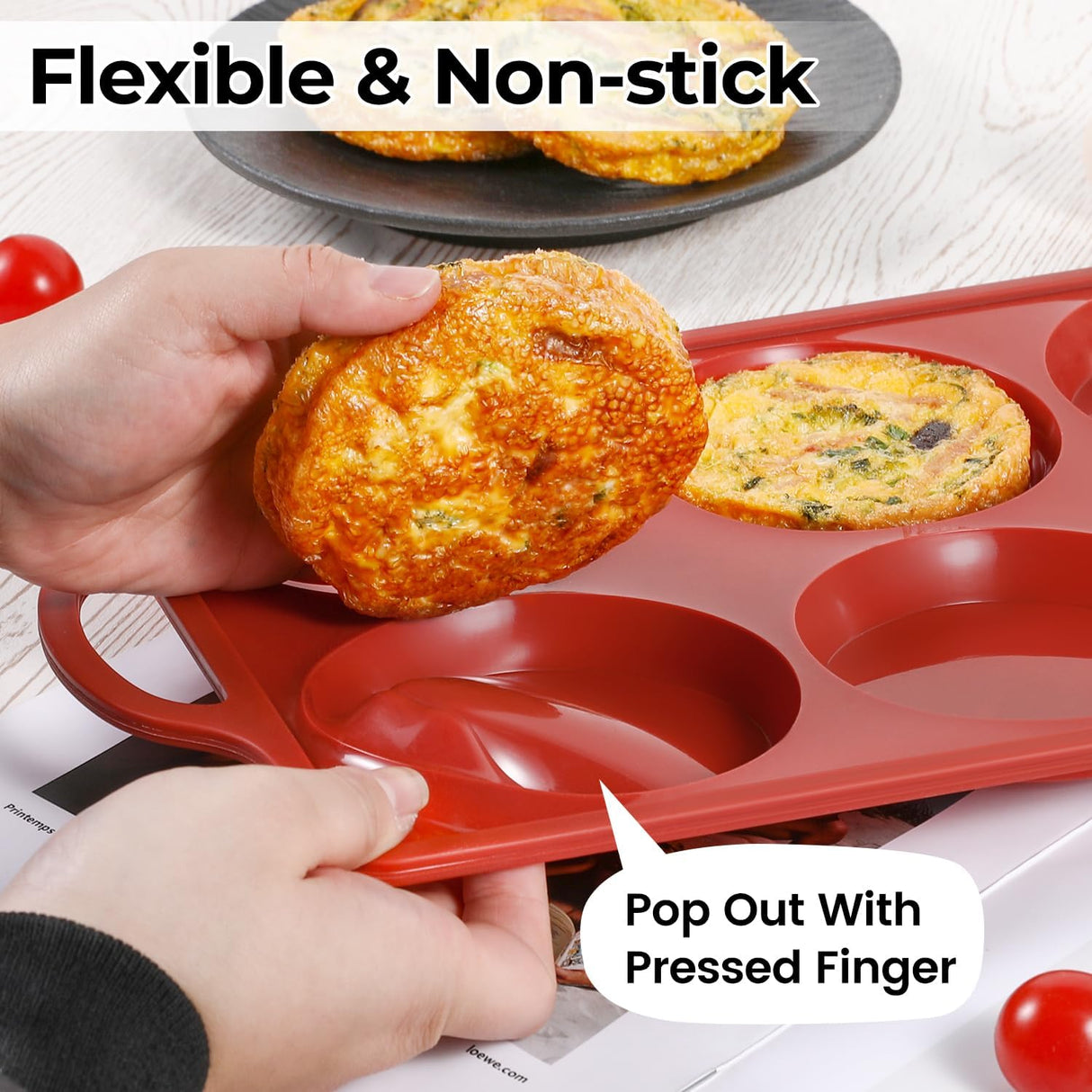 Silicone Muffin Top Pan & Metal Frame Round Egg Baking Pan