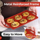 Silicone Muffin Top Pan & Metal Frame Round Egg Baking Pan