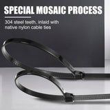 1000 Pcs Cable Zip Ties with Metal Tooth Stainless Steel Locking Device, 7 Inch Black Cable Ties, 45 Lbs Tensile Strength, UV Resistant Wire Wraps Multi Purpose for Industrial Indoor Outdoor Use